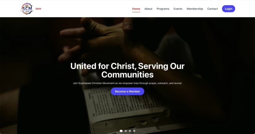 Siyahlasela Organisation website preview - Non-profit organization website promoting community development initiatives and social programs in South African communities.